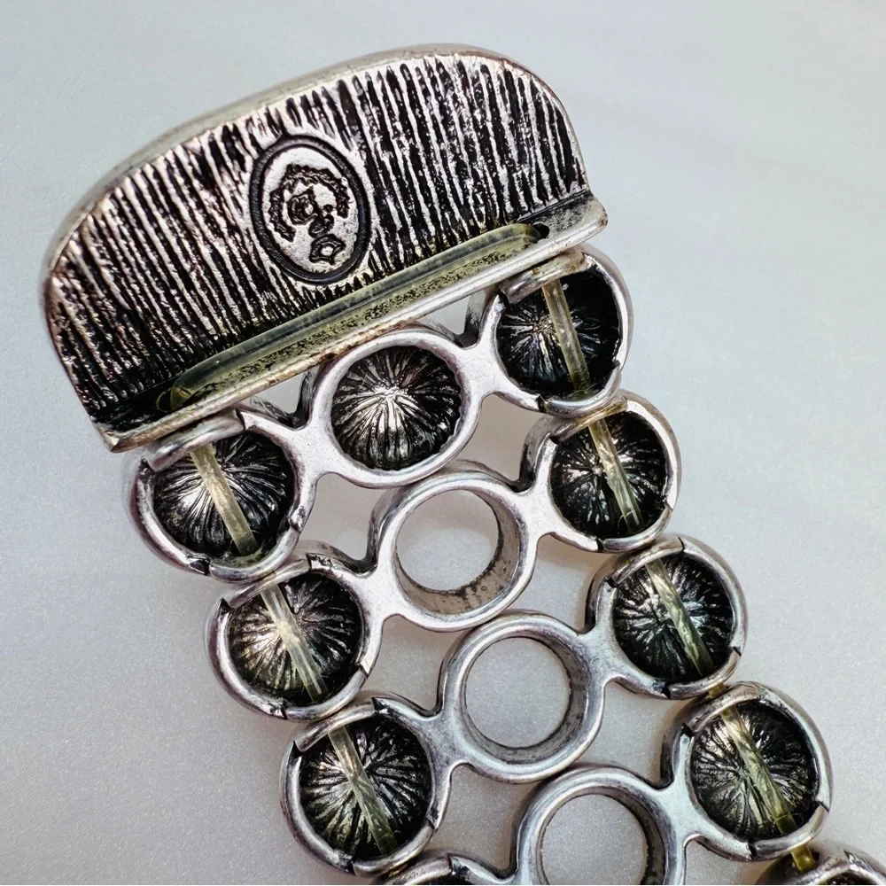 Silvertone CZ premier, designs, retired Statement Buckle Stretch Bracelet